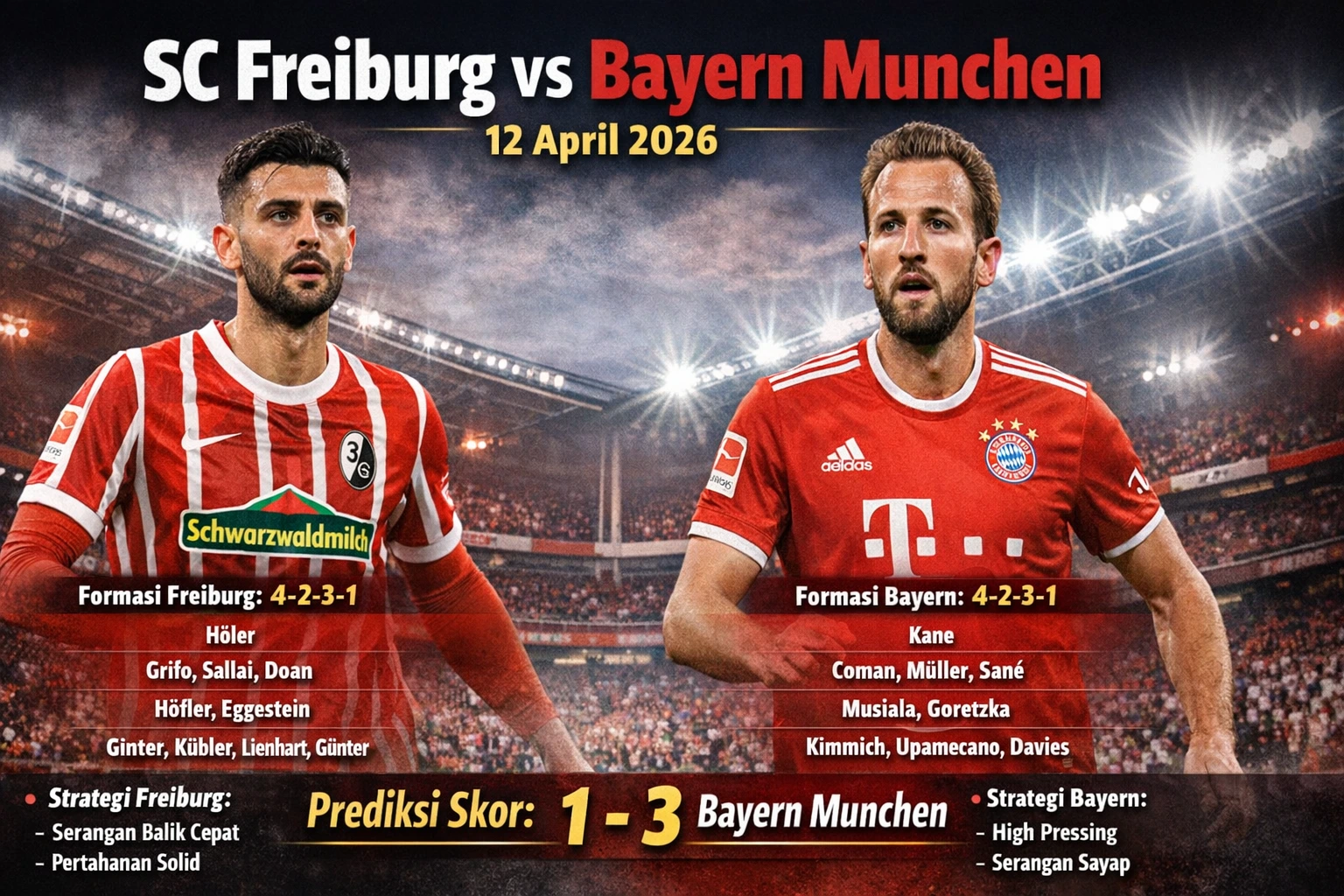 Prediksi SC Freiburg vs Bayern Munchen