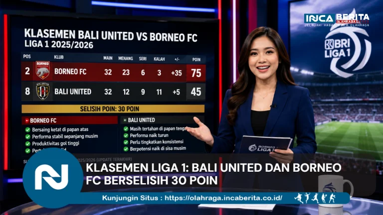 Klasemen Liga 1: Bali United dan Borneo FC Berselisih 30 Poin