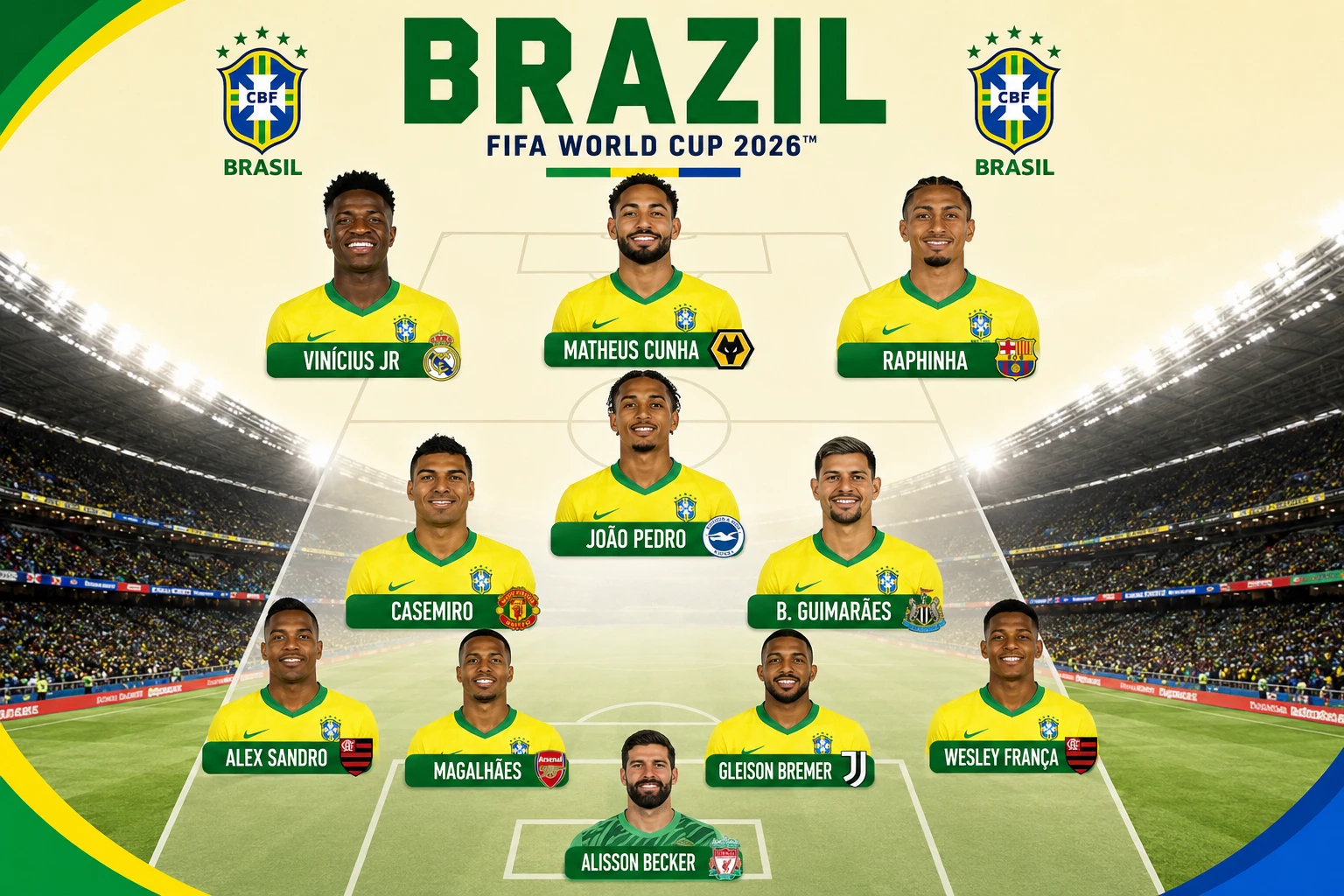 Prediksi Starting XI Brasil untuk Ladeni Jepang: Ancelotti Andalkan Vinicius dan Cunha di Lini Depan