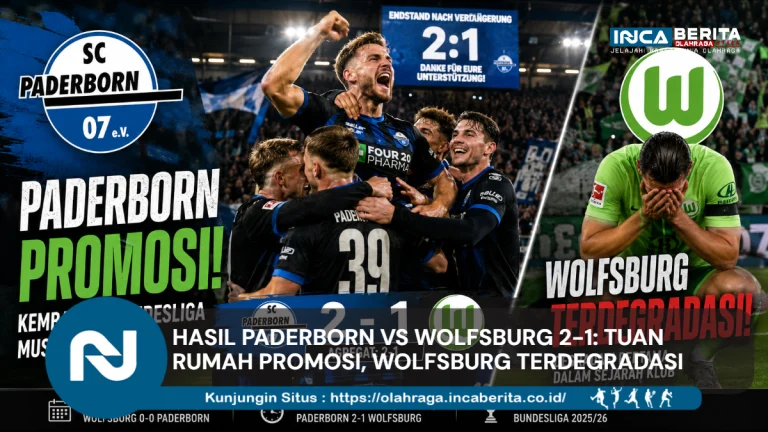 Hasil Paderborn vs Wolfsburg 2-1: Tuan Rumah Promosi, Wolfsburg Terdegradasi