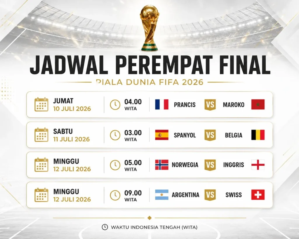 Jadwal Perempat Final Piala Dunia 2026